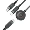 Kabel 3w1 Acefast C6-11 USB-C - 2x USB-C / Qi 480Mb/s 100W 1.2m - czarny